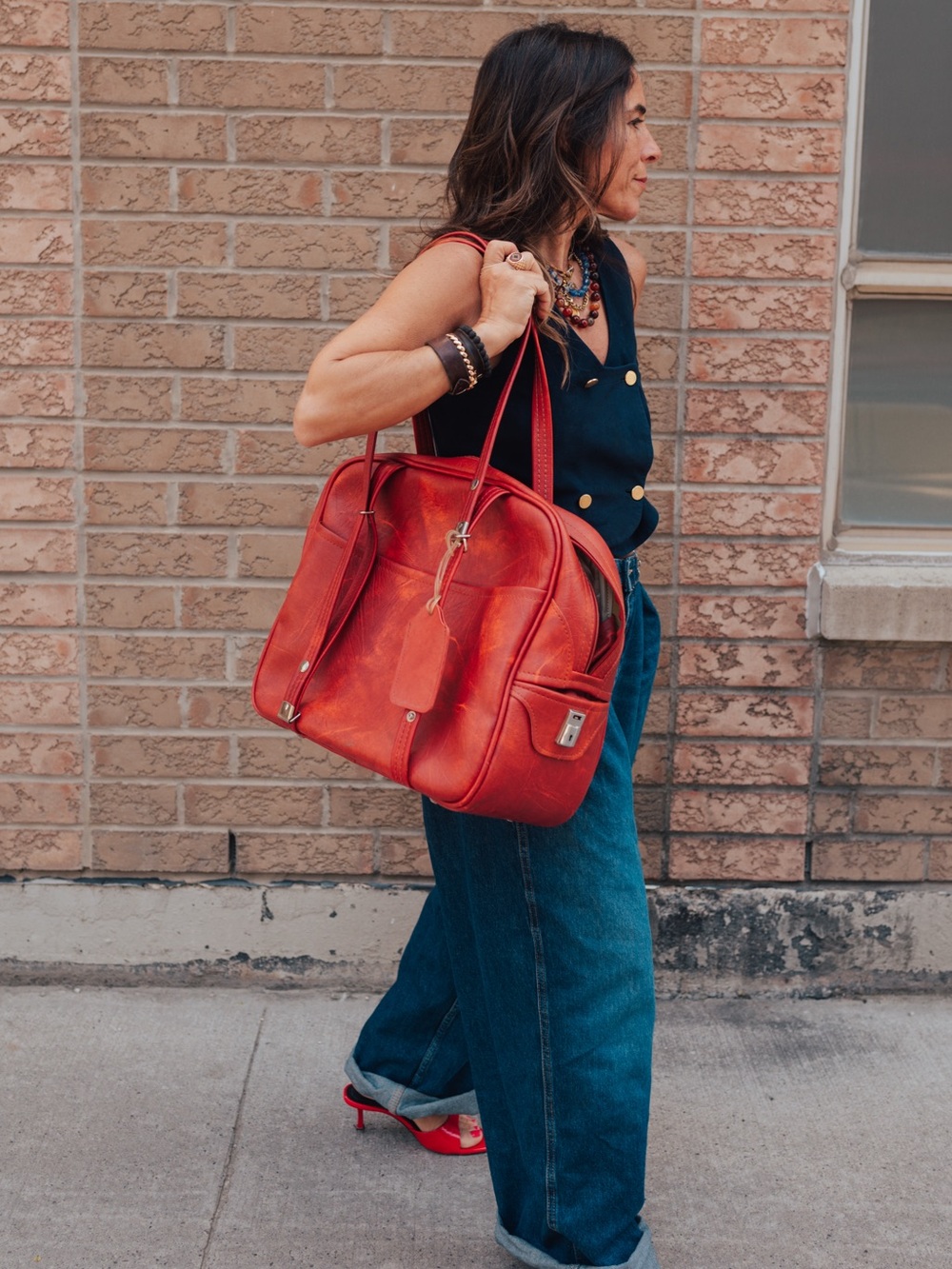 Samsonite Red Leather Travel Tote
